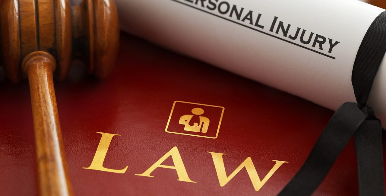 personal injury law stamp with gavel