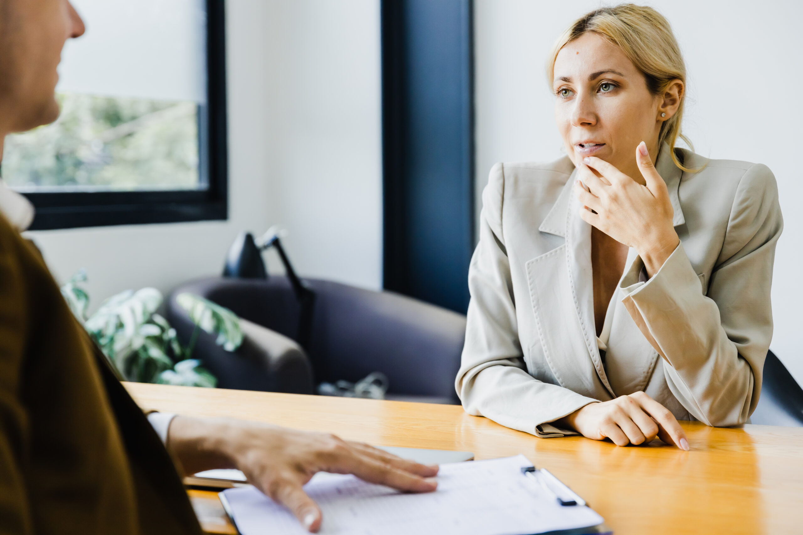 lawyer with client